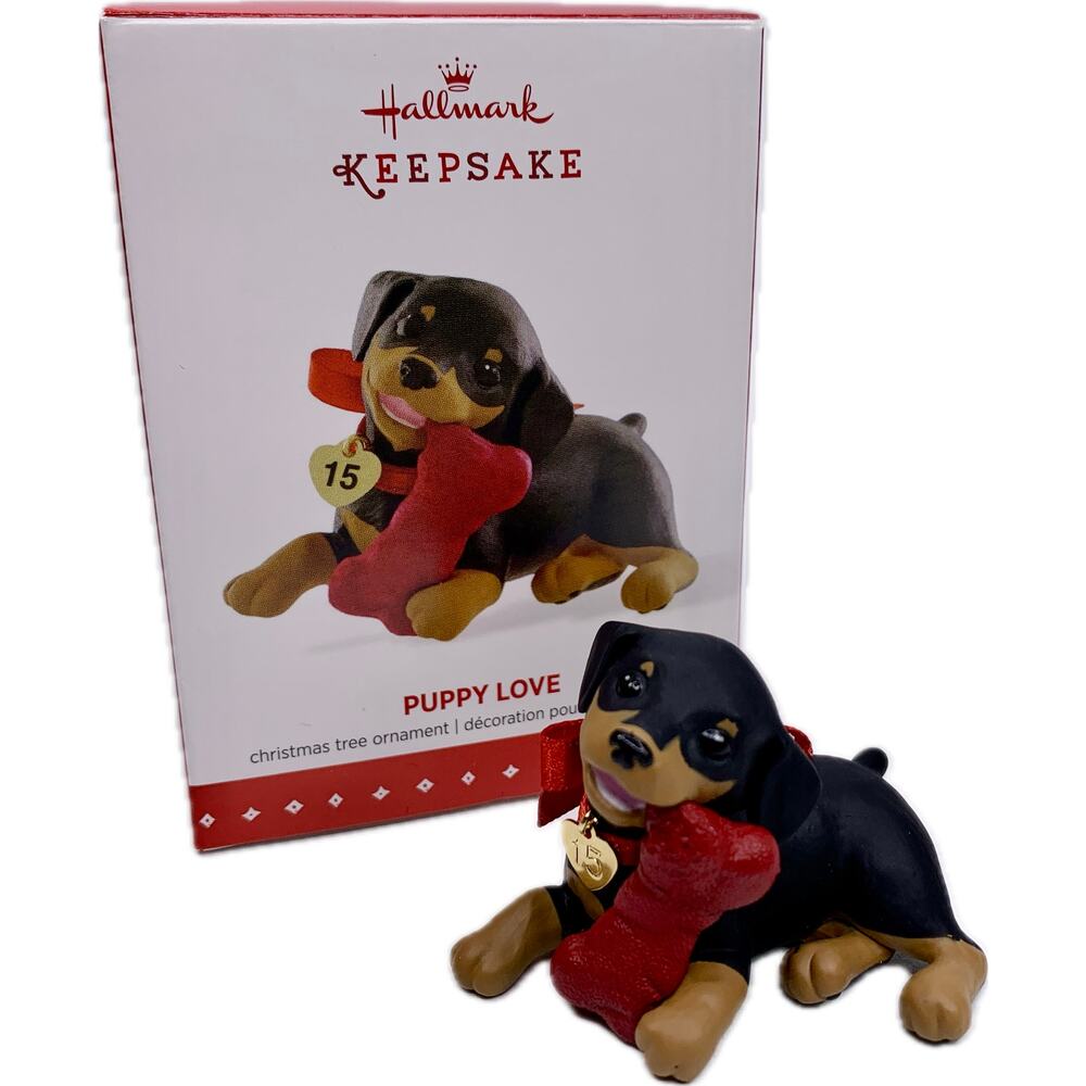 Hallmark Keepsake PUPPY LOVE 2015 Ornament 25th In Series Rottweiler‎